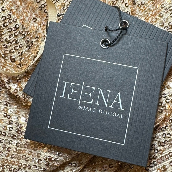 NWT Ieena for MacDuggal #11280 Sequined Soft Tie Halter Neck Column Gown Size 12 - Picture 8 of 10